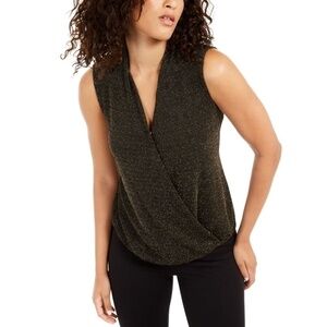 Alfani Plus Size Gold Metallic Surplice Top